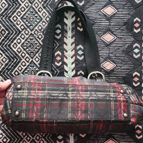 Coach Poppy Tartan Plaid Tote Shoulder Handbag H1032-F15228 - Picture 4 of 6